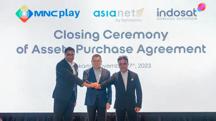 Indosat Ooredoo Hutchison mengumumkan kesuksesan kolaborasi dengan Asianet (Lightstorm group company) dan PT MNC Kabel Mediacom (MNC Play).(Dok:Indosat)